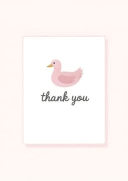 Thank You Card Cute Pink Duck Illustration