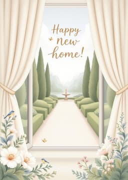 New Home Card Illustrated Garden View
