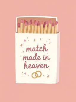 Match Made in Heaven Wedding Card Modern Illustrated Design