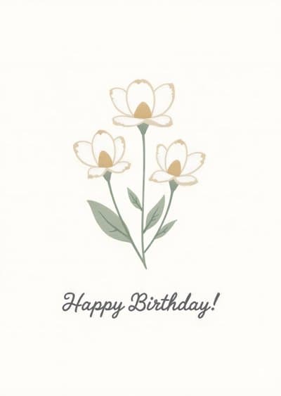 Floral Birthday Greeting Card with Elegant Blooms
