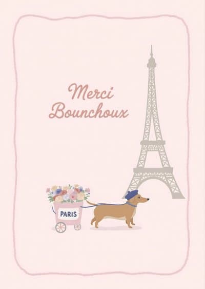 Paris Thank You Card Cute Dachshund Design