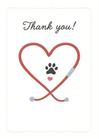 Thank You Card Stethoscope Heart Modern Design