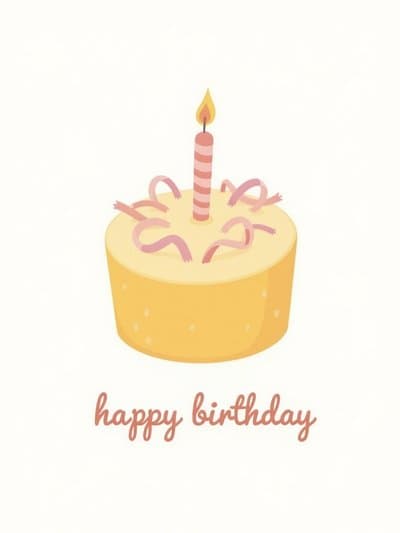 Funny Birthday Greeting Card with Illustrated Cake Design