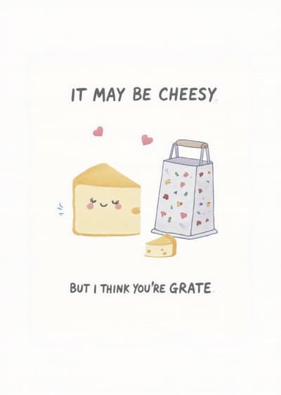 Funny Cheese Greeting Card Cute Cheese Grater Pun