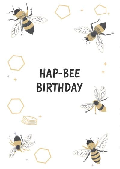 Funny Birthday Greeting Card Illustrated Bee Design