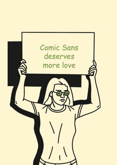 Funny Greeting Card with Retro Style Comic Sans Message