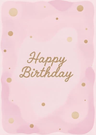 Funny Birthday Greeting Card Gold Dots Pink Background