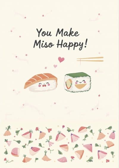 Funny Sushi Greeting Card Cute Foodie Design