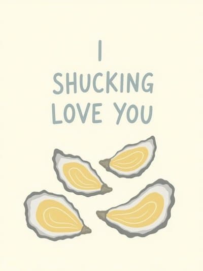 Funny Love Greeting Card Oyster Pun Design