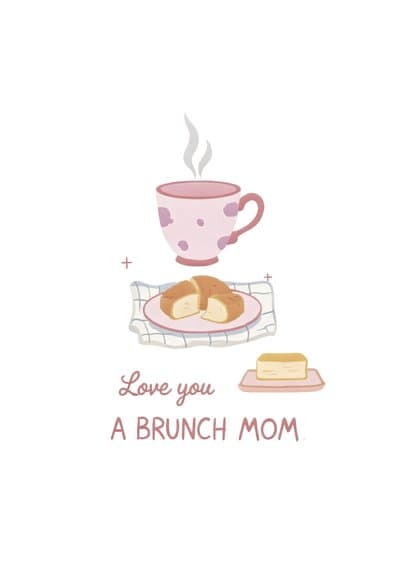 Funny Mothers Day Card Cozy Brunch Theme