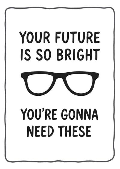 Funny Graduation Card Black Glasses Clever Design