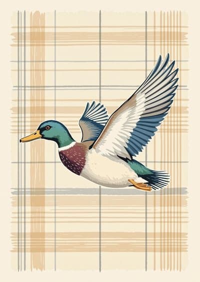 Duck Greeting Card with Stylish Plaid Design