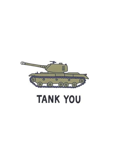 Thank You Greeting Card with Illustrated Tank Design