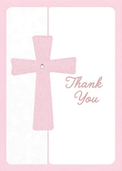 Thank You Card with Pink Cross Elegant Design
