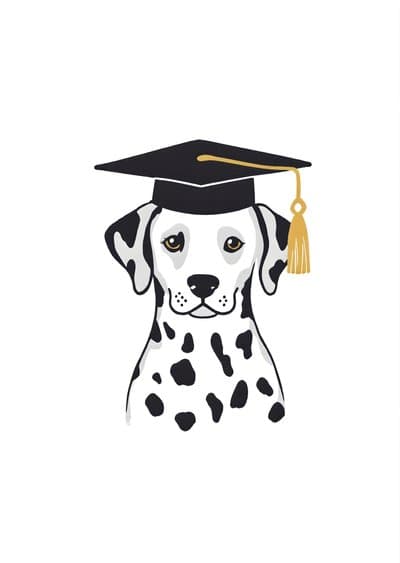 Graduation Greeting Card Cute Dalmatian Illustration