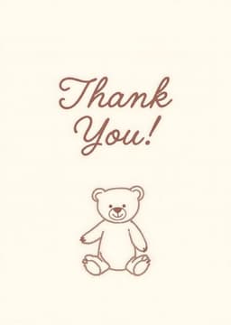 Thank You Card Cute Teddy Bear Illustration