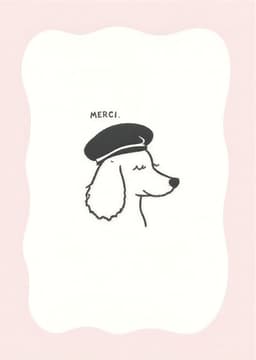 Thank You Greeting Card Cute French Poodle Illustration