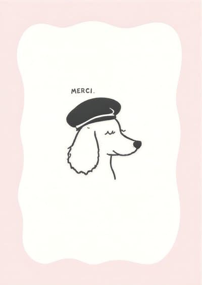 Thank You Greeting Card Cute French Poodle Illustration