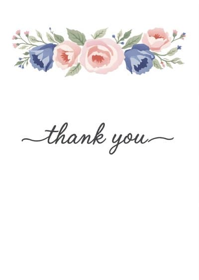 Floral Thank You Card Elegant Watercolor Design