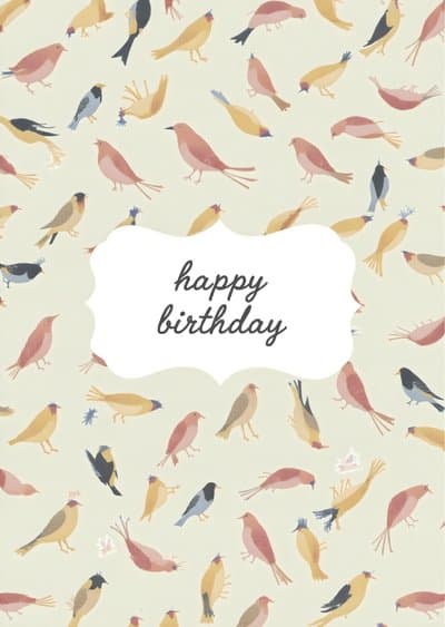 Funny Birthday Greeting Card Illustrated Birds