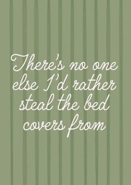 Funny Romantic Card Steal the Covers Premium Illustrated Design