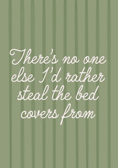 Funny Romantic Card Steal the Covers Premium Illustrated Design