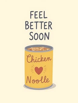 Feel Better Soon Card Illustrated Chicken Noodle Soup Design