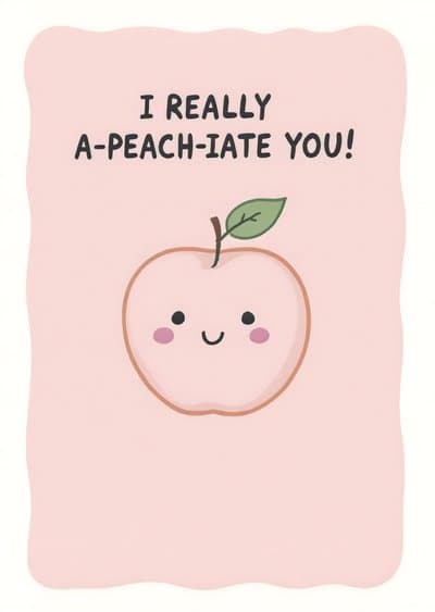 Funny Appreciation Card Cute Peach Illustration