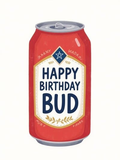 Funny Birthday Greeting Card with Beer Can Design