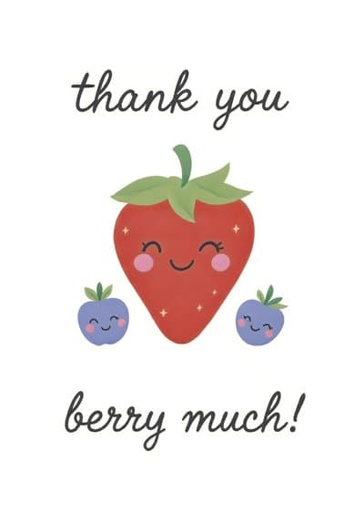 Thank You Greeting Card Cute Berry Design