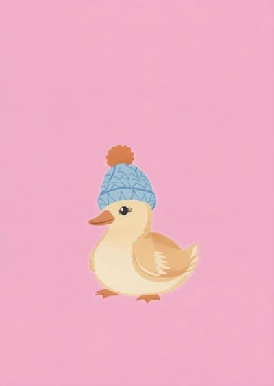 Funny Birthday Card Duck in Hat Modern Design