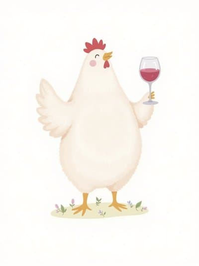 Funny Birthday Greeting Card Chicken with Wine
