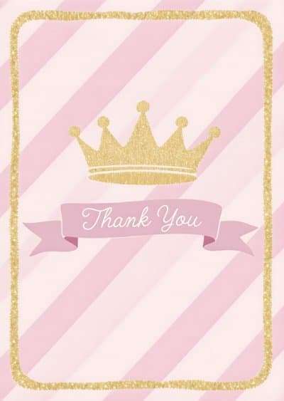 Thank You Card with Gold Crown Elegant Design