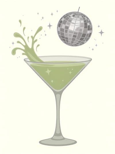 Funny Birthday Greeting Card Martini Disco Party