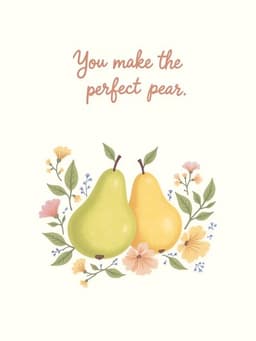 Funny Greeting Card Cute Perfect Pear Illustration