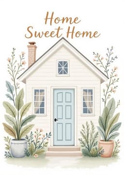 Home Sweet Home Card Modern Illustrated Design