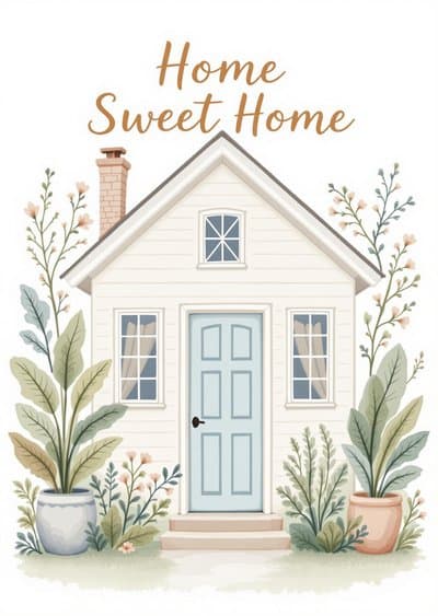 Home Sweet Home Card Modern Illustrated Design