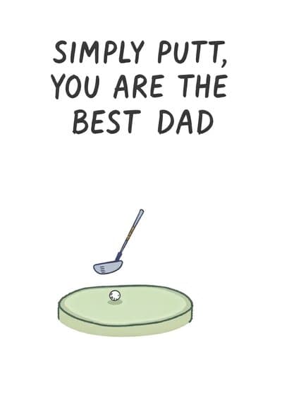 Funny Fathers Day Card Golf Pun Illustrated