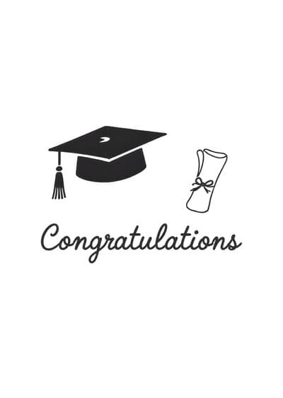 Graduation Greeting Card Minimalist Cap and Diploma Design