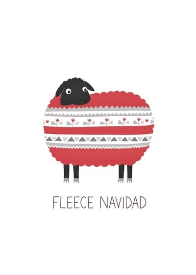 Funny Christmas Card Fleece Navidad Cute Sheep Design