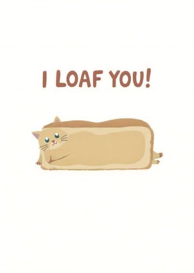 Funny Cat Love Card Cute Loaf Design