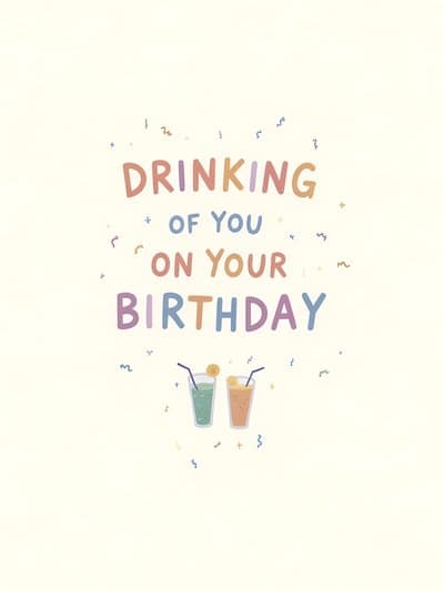 Funny Birthday Card Modern Cocktail Design