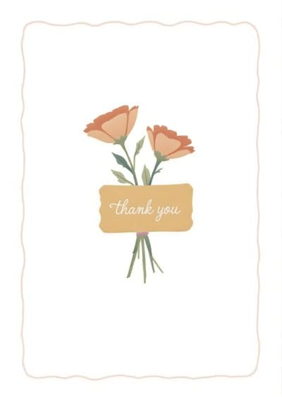 Thank You Greeting Card Illustrated Floral Design