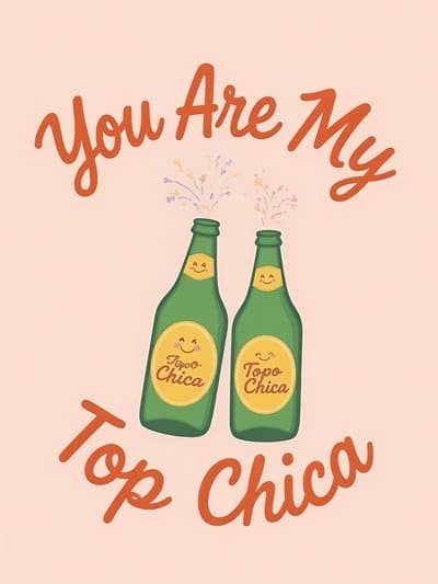 Funny Friendship Greeting Card Cute Topo Chica Bottles Design