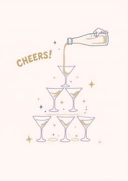 Funny Birthday Greeting Card Champagne Tower Cheers
