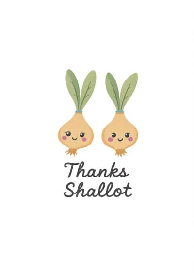 Funny Thank You Card Cute Illustrated Shallots