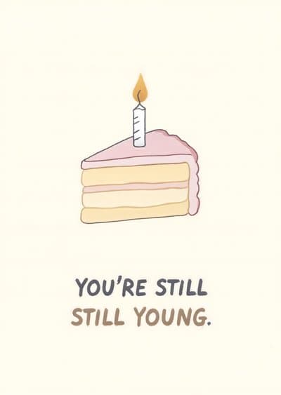 Funny Birthday Greeting Card Cute Cake Illustration
