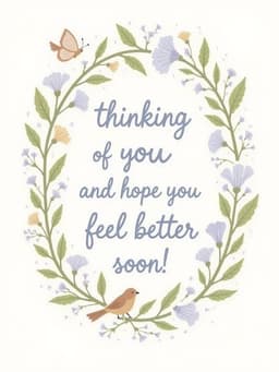 Feel Better Greeting Card with Cute Floral Wreath Design