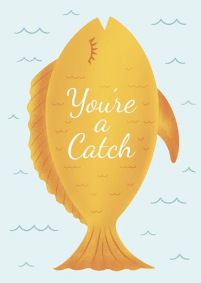Funny Fish Greeting Card with Cute Yellow Design