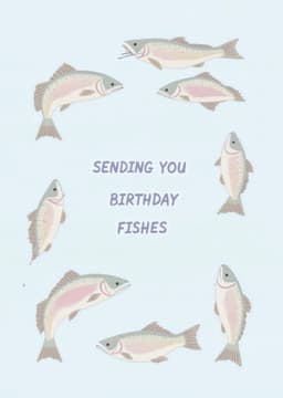 Funny Birthday Greeting Card Fishy Wishes Cute Design